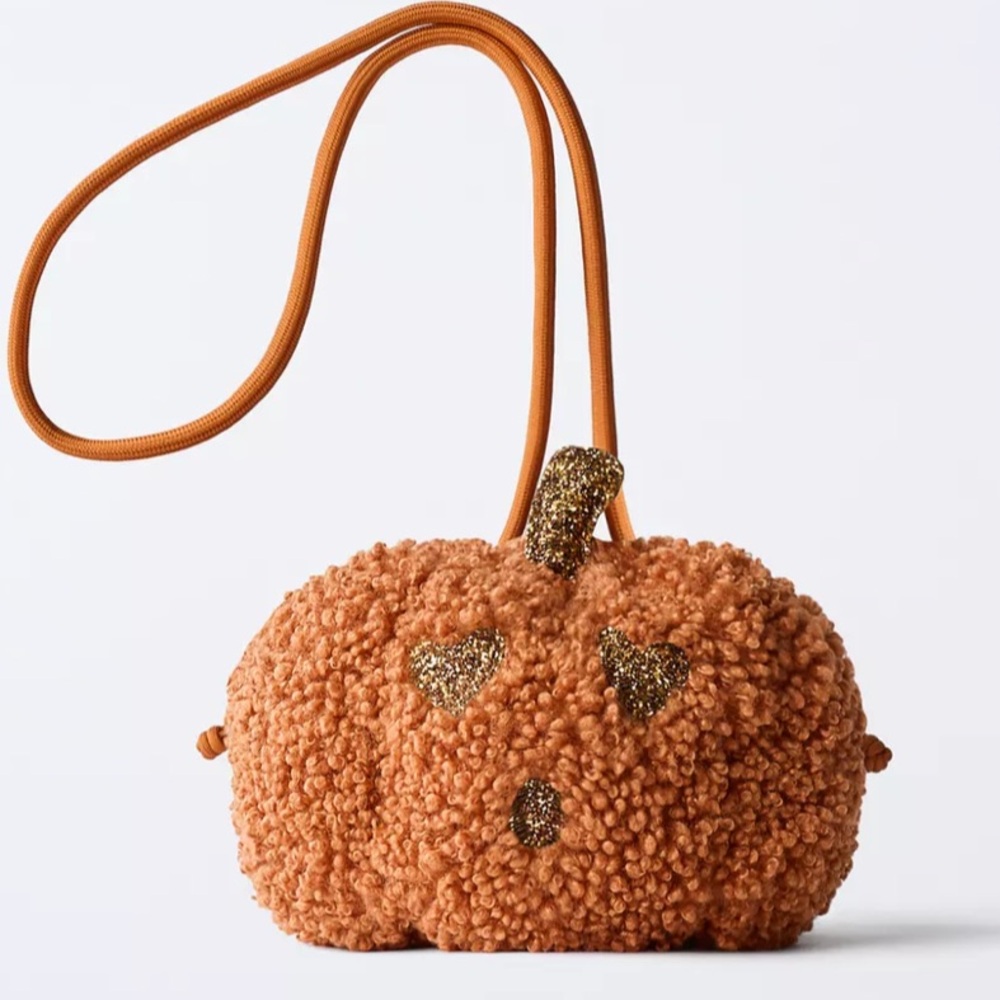 Zara Pumpkin Plush Crossbody Bag in Orange